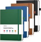 Bullet Dotted Journal Notebook 4 Pack: 160 Pages Per Pack, A5 Medium Size(5.75" × 8.38"), 120 GSM Thick Paper, Leather Dotted Notebook, Hardcover Dot Grid Notebook, Dot Journal for Wrting, Gift