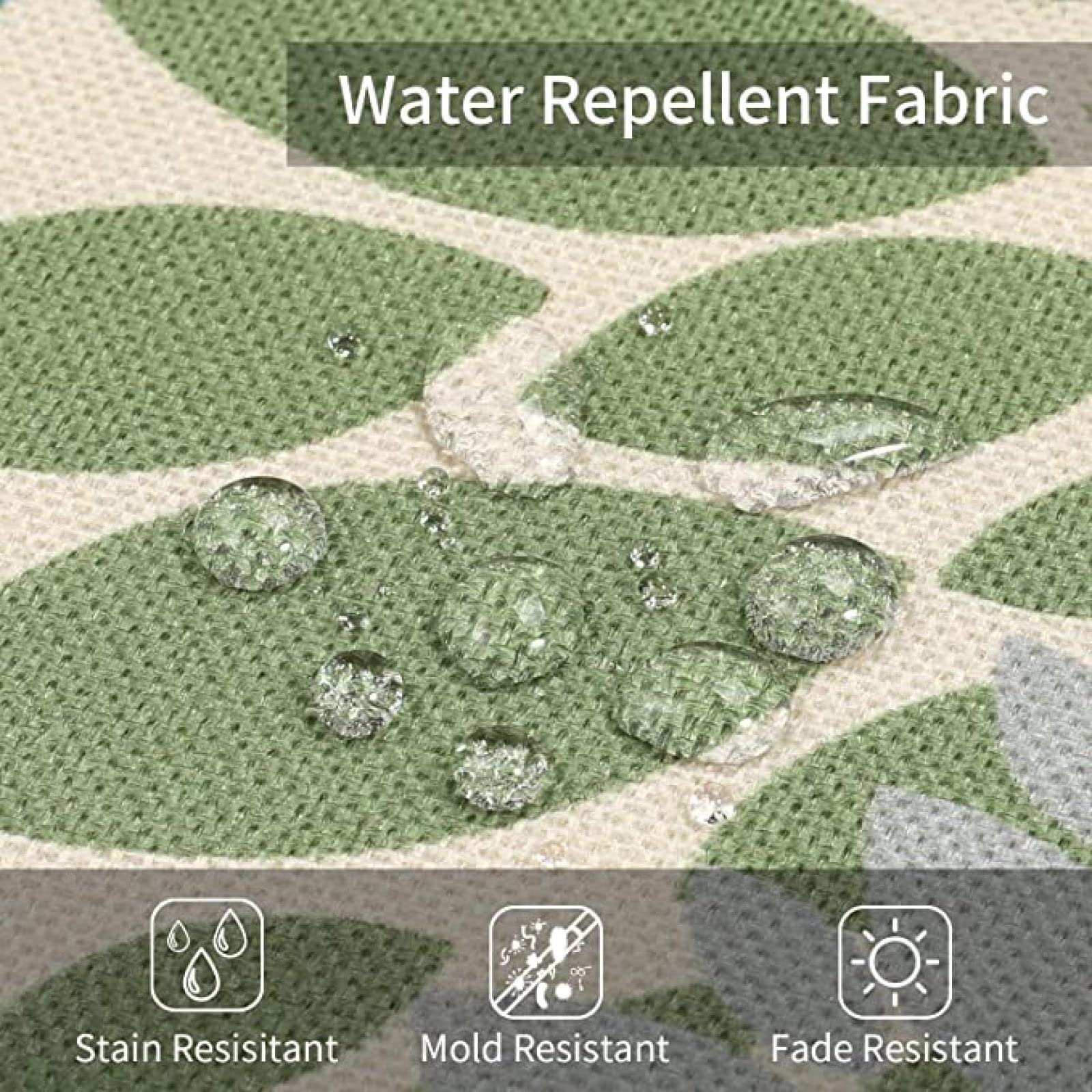 Juego de 4 Fundas de Cojín Impermeable Exterior Verde 60x60cm Funda de Almohada Cuadrada Decorativa de Lino Plantas Tropicales, con Cremallera Invisible para Sofá Mueble Decor Cushions P-180