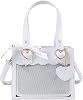 HALGIO Pain Bag, Small Size, Cute, Mini 2-Way Tote Bag, Handbag, Heart Lolita, Shoulder Bag, Croco, Croco, Croco, Black, White, Habbac,
