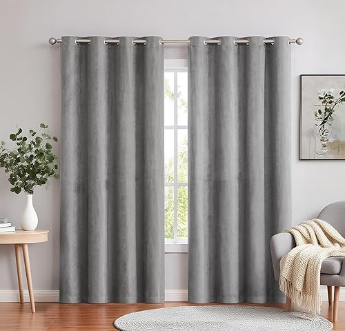 Miniatura 1 de Paneles de cortina largos de gamuza con ojales para oscurecer la habitación, juego de cortinas para ventana de dormitoriosala de estar (2 paneles,