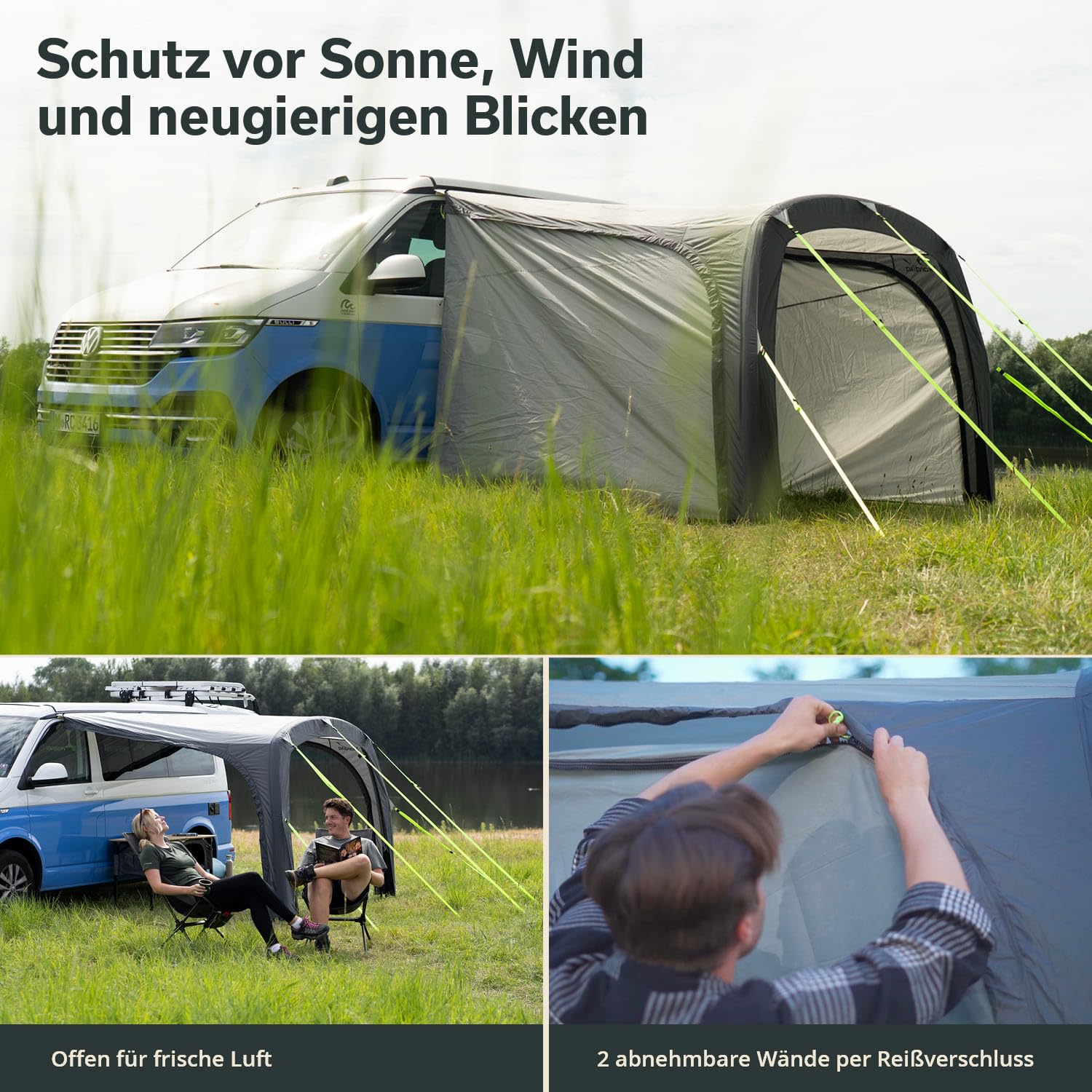 Skandika namiot przedsionkowy Vika Air Van 260, nadmuchiwany baldachim ze ścianą boczną, plandeką, dachem przeciwsłonecznym UV 50+, słup wody 3000 mm, do przyczep kempingowych, kamperów, autobusów