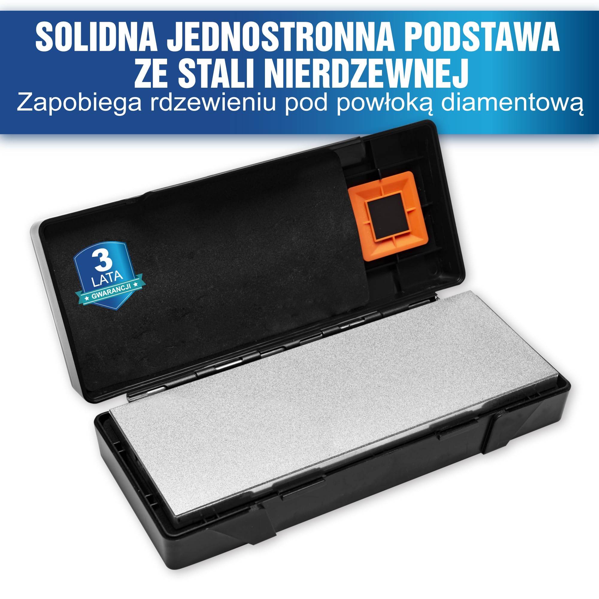 SHARPAL Diamentowa ostrzałka do noży 162N z podstawą do przechowywania, po obu stronach chropowata powierzchnia, ziarnistość 325/stal najwyższej jakości 1200, diamentowy kamień do ostrzenia z