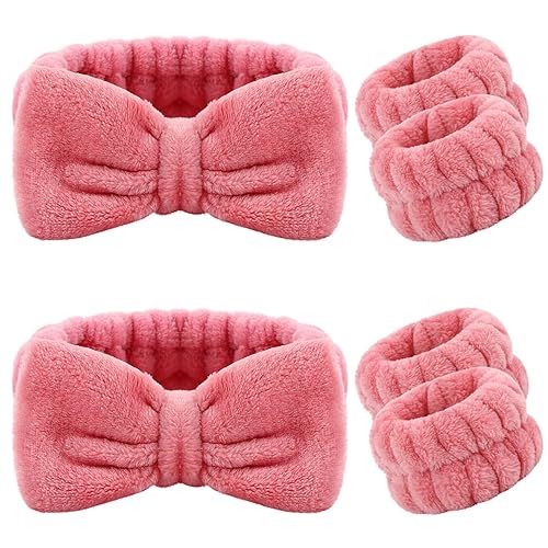Miniatura 8 de 6 diademas de spa, muñequeras para lavar la cara, muñequeras para lavar la cara, muñequeras para el cabello, para mujeres y niñas, maquillaje para