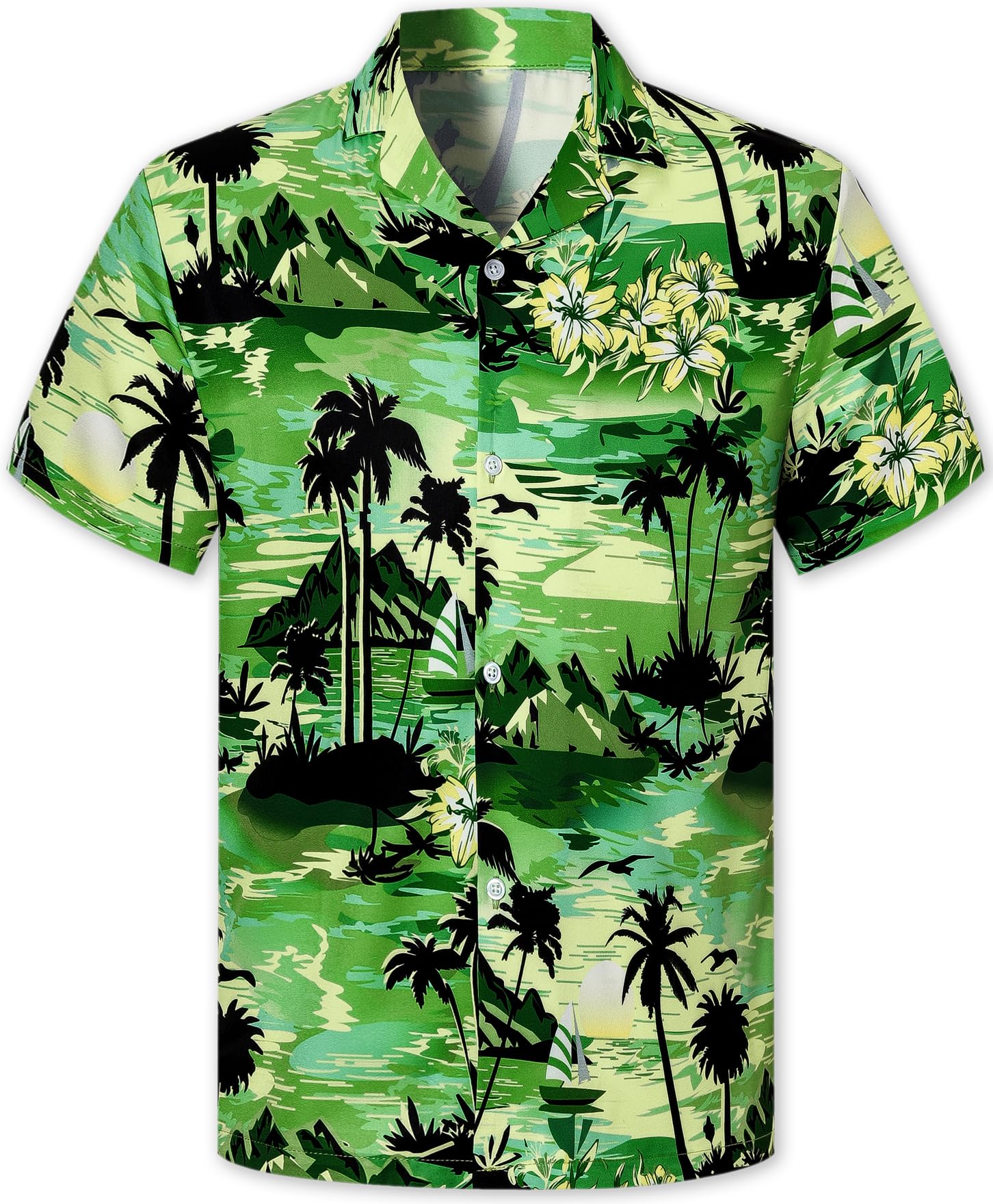 Cromoncent Hawaiian Shirt for Boy&amp;Men Short Sleeve Cuban Collar Tropical Holiday Summer Beach Shirts