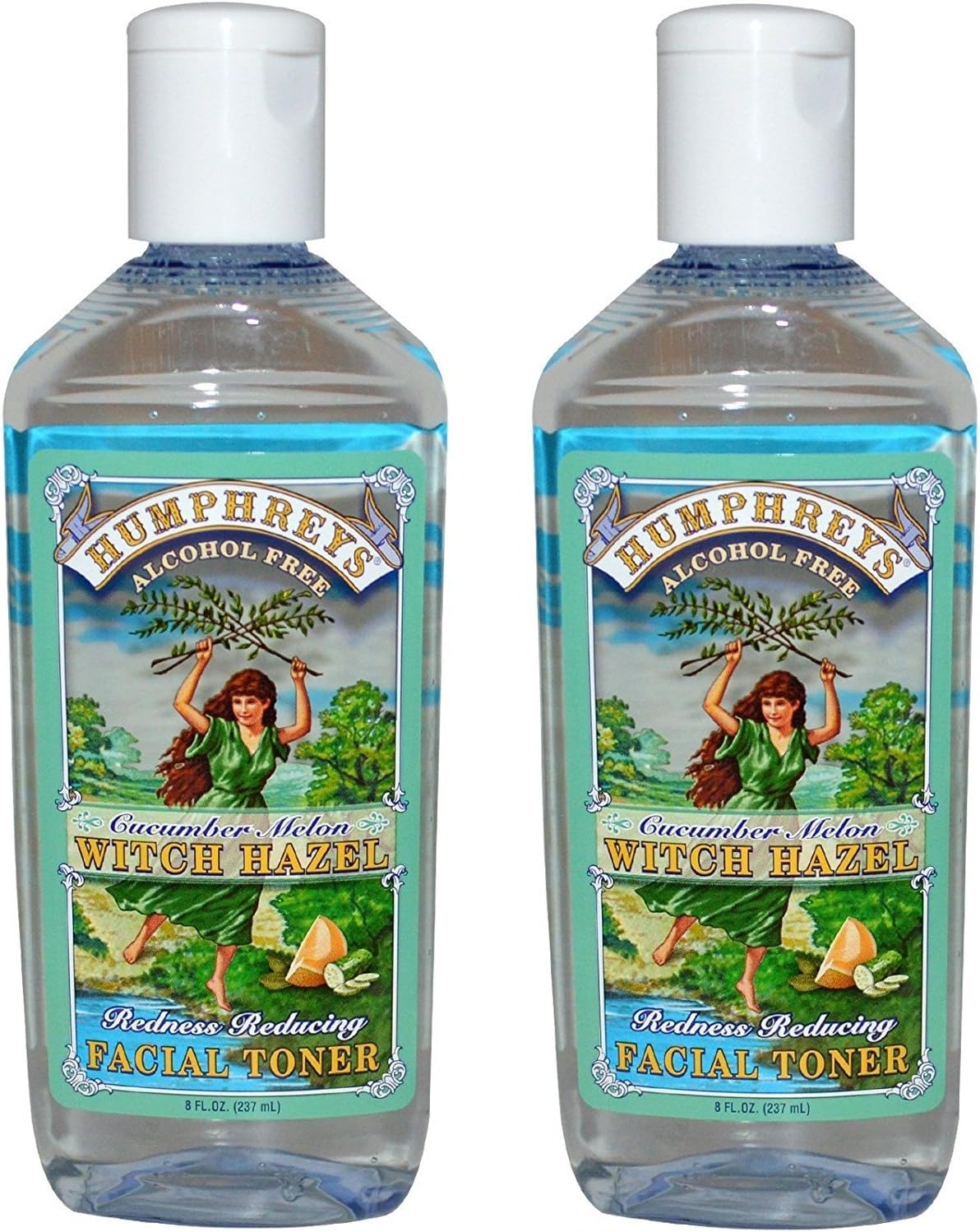 Humphrey's Cucumber Melon Witch Hazel Facial Toner (Pack of 2) Alcohol Free With Witch Hazel, Lavender and Green Tea, 8 fl. oz.