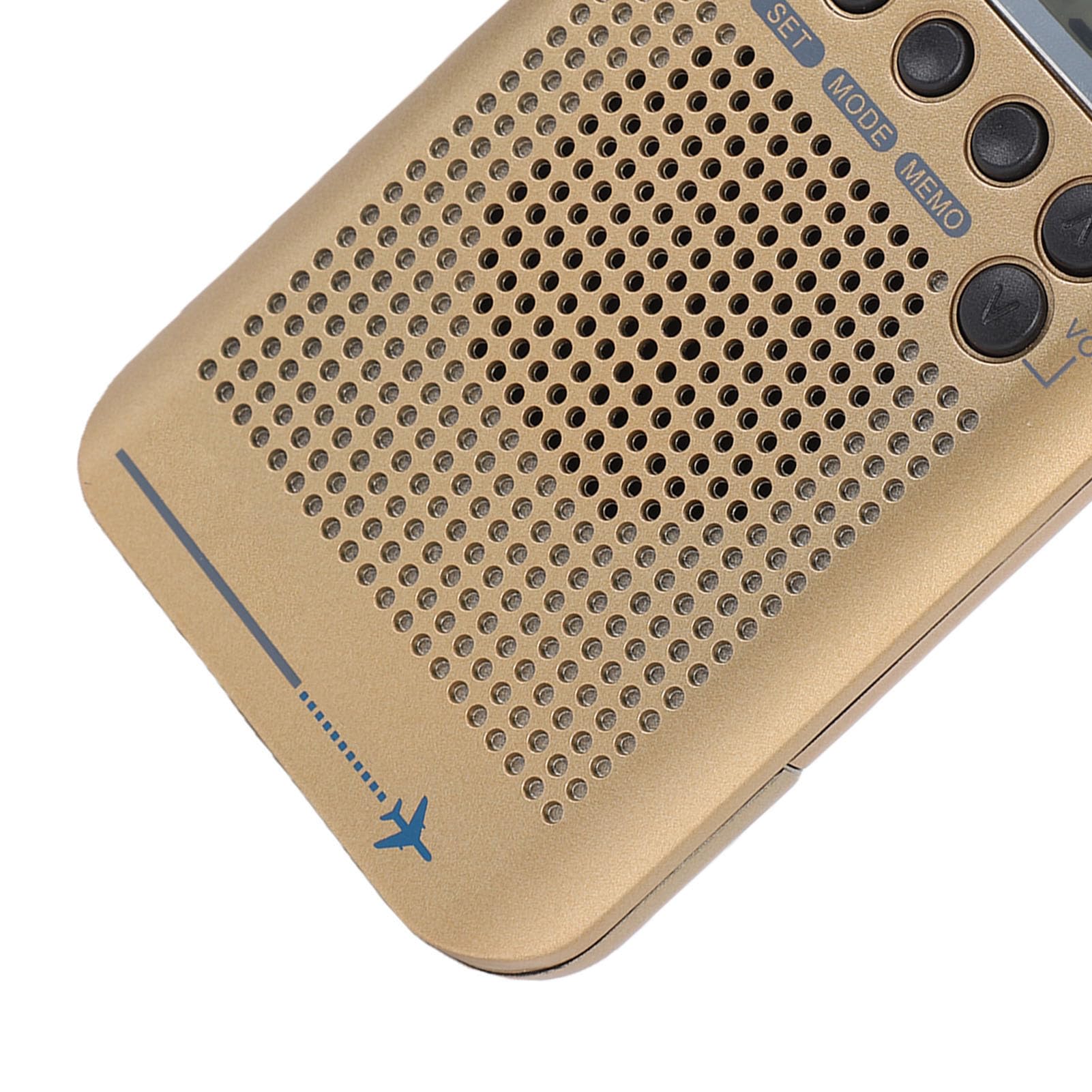 Receptor de Radio de Banda Aérea Banda Completa Am FM SW CB VHF Radio de Aviación Portátil con Pantalla LCD, Antena de Largo Alcance, Batería Recargable, Escáner Portátil para (Gold)