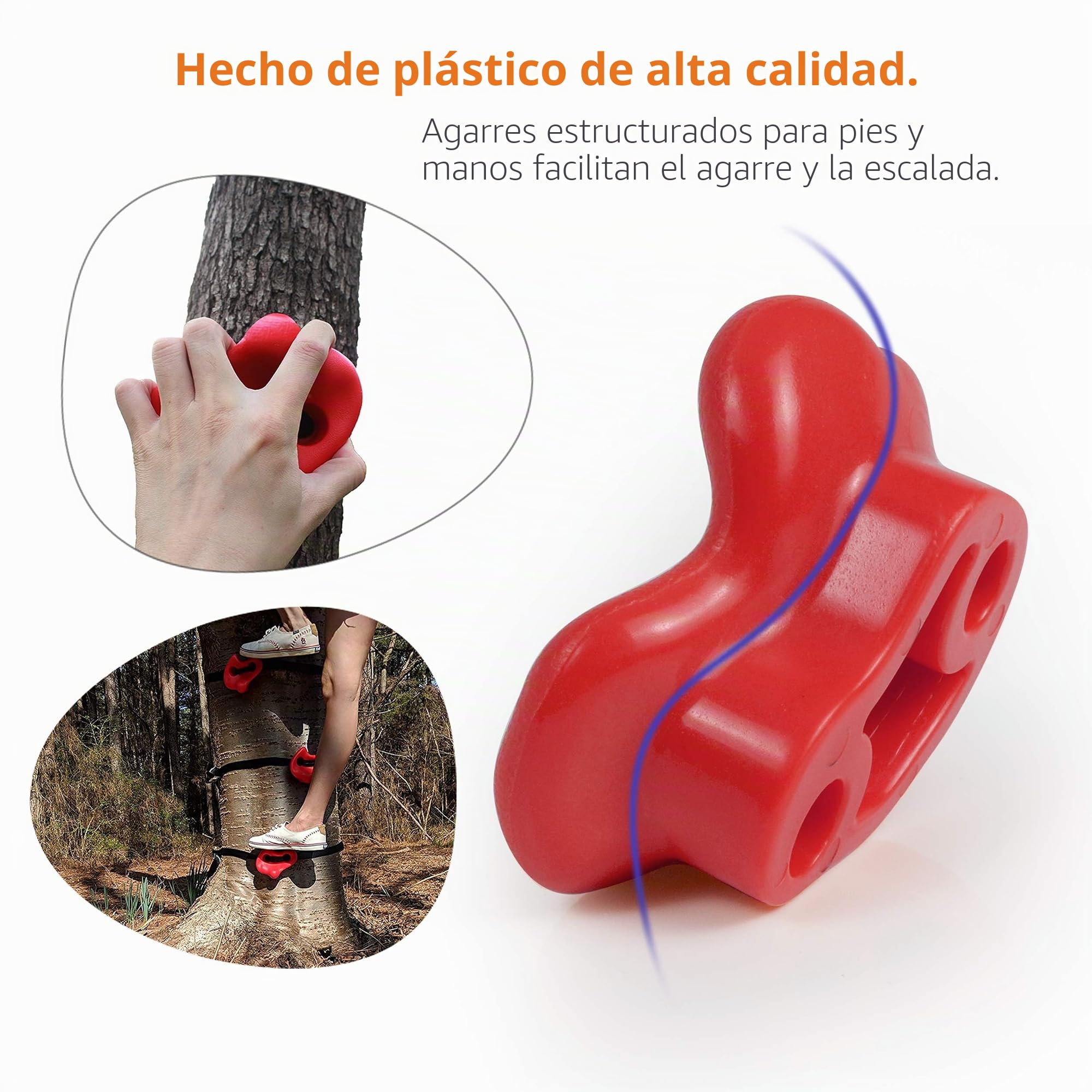 15 Soportes de Escalada de árboles para niños, 6 Bandas de Escalada para niños, para el Curso de Entrenamiento de obstáculos Ninja de Patio al Aire Libre.