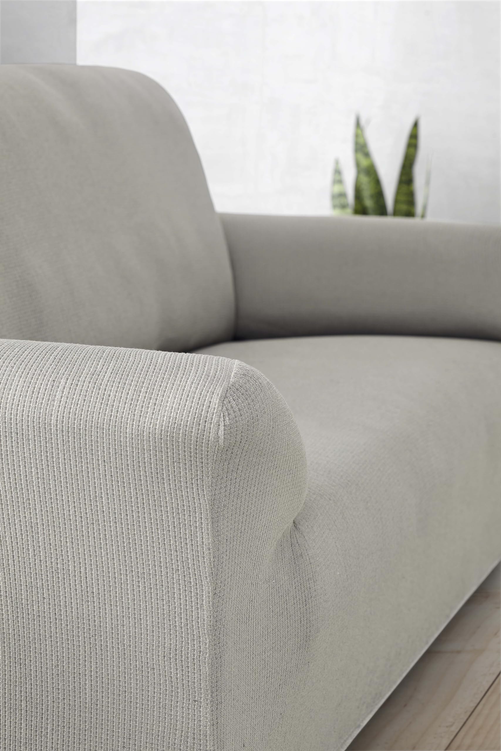 MAXIFUNDAS | Funda de Sofá Elástica 3 Plazas Color Marfil - Funda de Sofá Extrasuave, Antideslizante y Elástica - Funda Sofá Elástica Modelo Inca