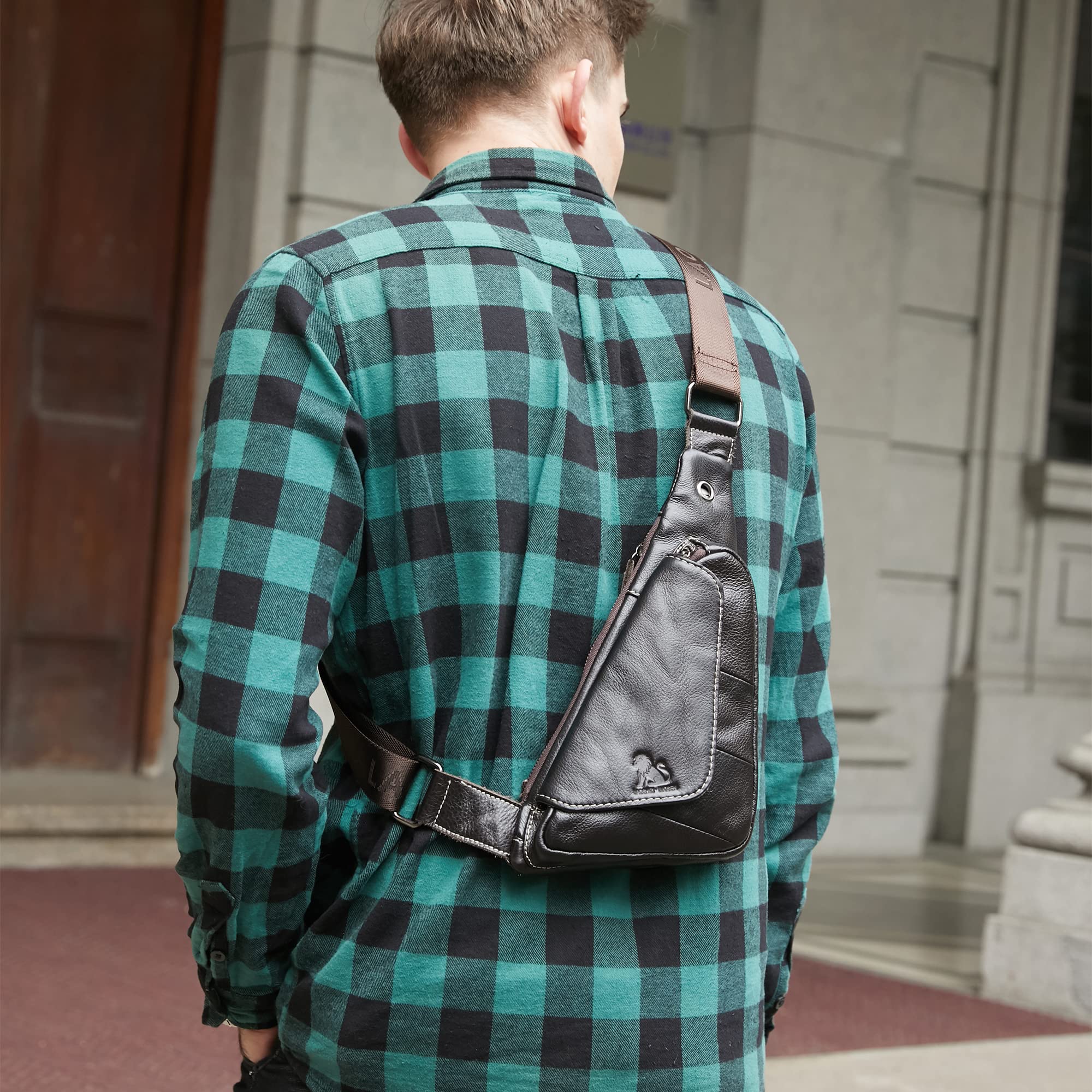 pundarika Torba na ramię męska skórzana torba na ramię biznesowa skórzana torba na klatkę piersiową torba crossbody wypoczynek sportowa torebka mała moda retro