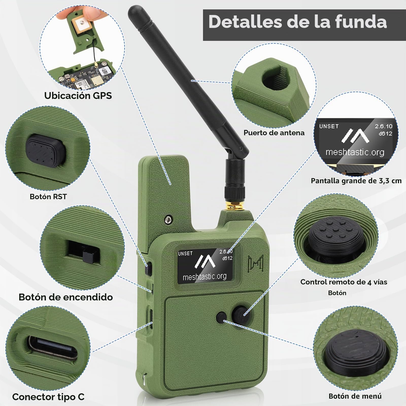 Wio Tracker L1 - Placa con batería de 3000 mAh y juego de funda - SX1262 nRF52840 Kit para Ar duino Mesh Tastic Lo Ra, Blue Tooth 5.0, GPS GNSS, OLED de 1.3 pulgadas, batería tipo C carga
