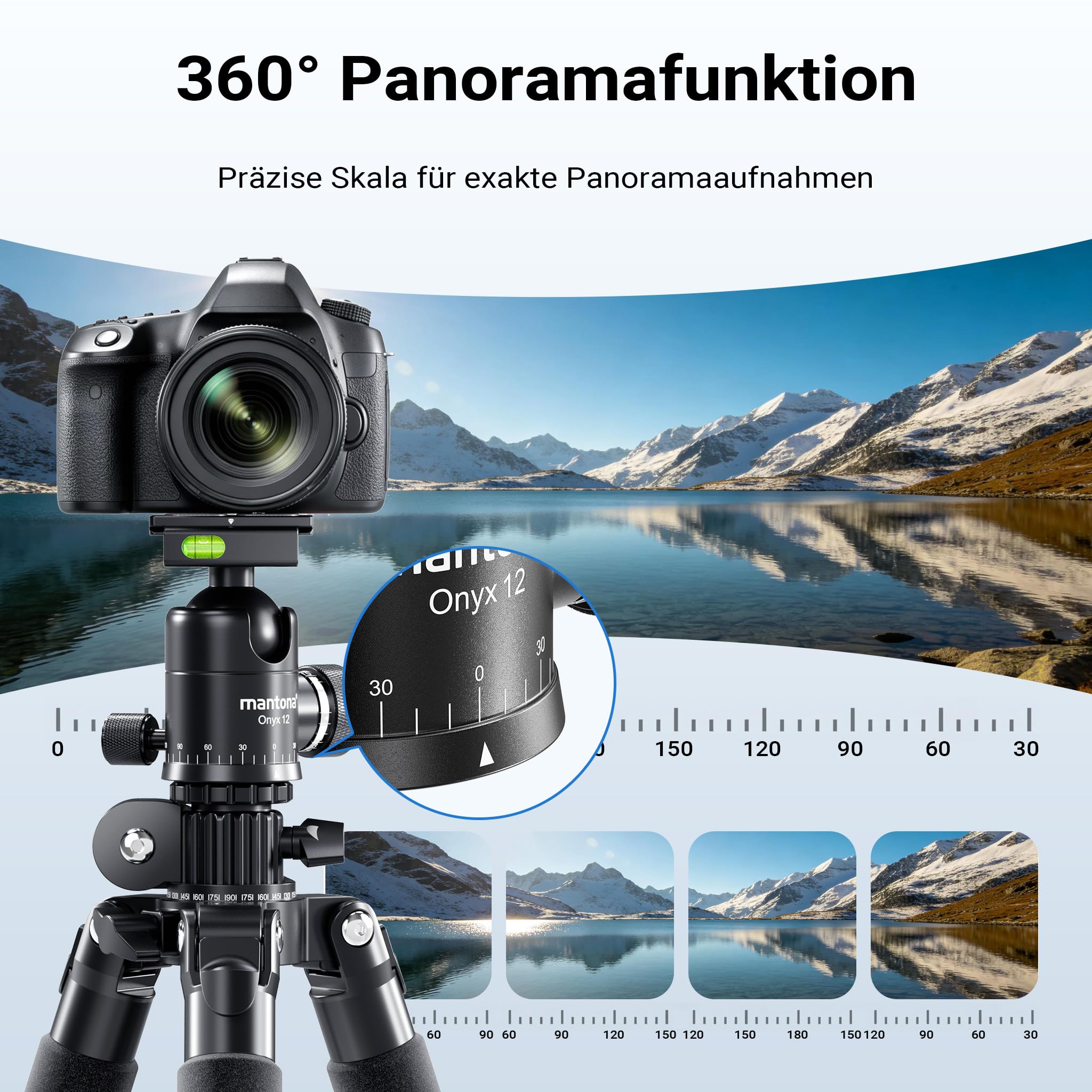 Mantona Kodiak XL 324 + Onyx 12 – zestaw statywu fotograficznego z głowicą kulową z aluminium i płytką szybkiej wymiany kompatybilną z systemem Arca Swiss