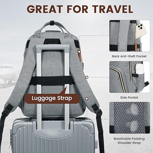 Miniatura 4 de LOVEVOOK - Mochila antirrobo con candado de seguridad para computadora portátil de 15.6 pulgadas unisex mochila para viajar, ir a la escuela y