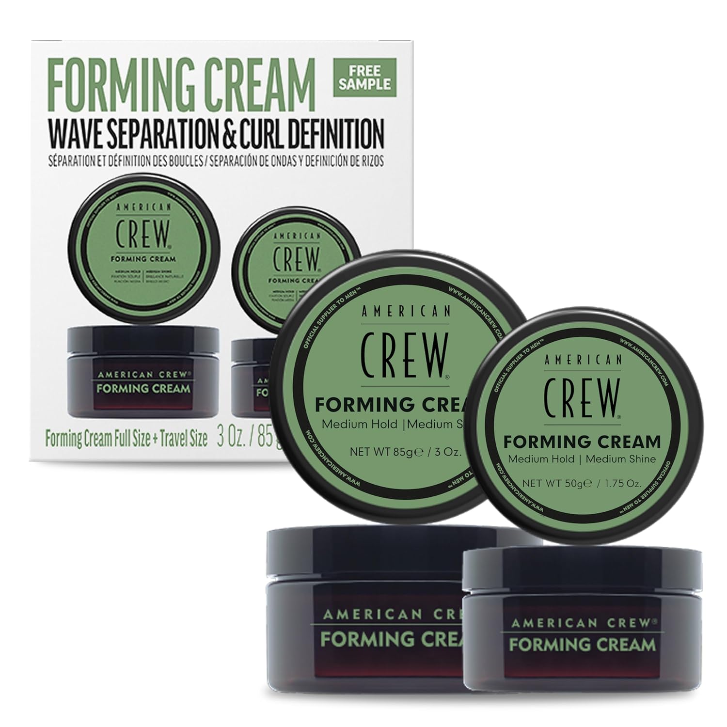 AMERICAN CREW Crema formadora de cabello para hombre, gel para el cabello con sujeción media y brillo medio, tamaño de viaje, juego de regalo dúo Colombia