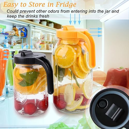 Miniatura 5 de Jarra con tapa de boquilla y asa, jarra de vidrio de 32 onzas con tapa abatible, tarro de 1 cuarto de galón para té helado al sol, café frío,