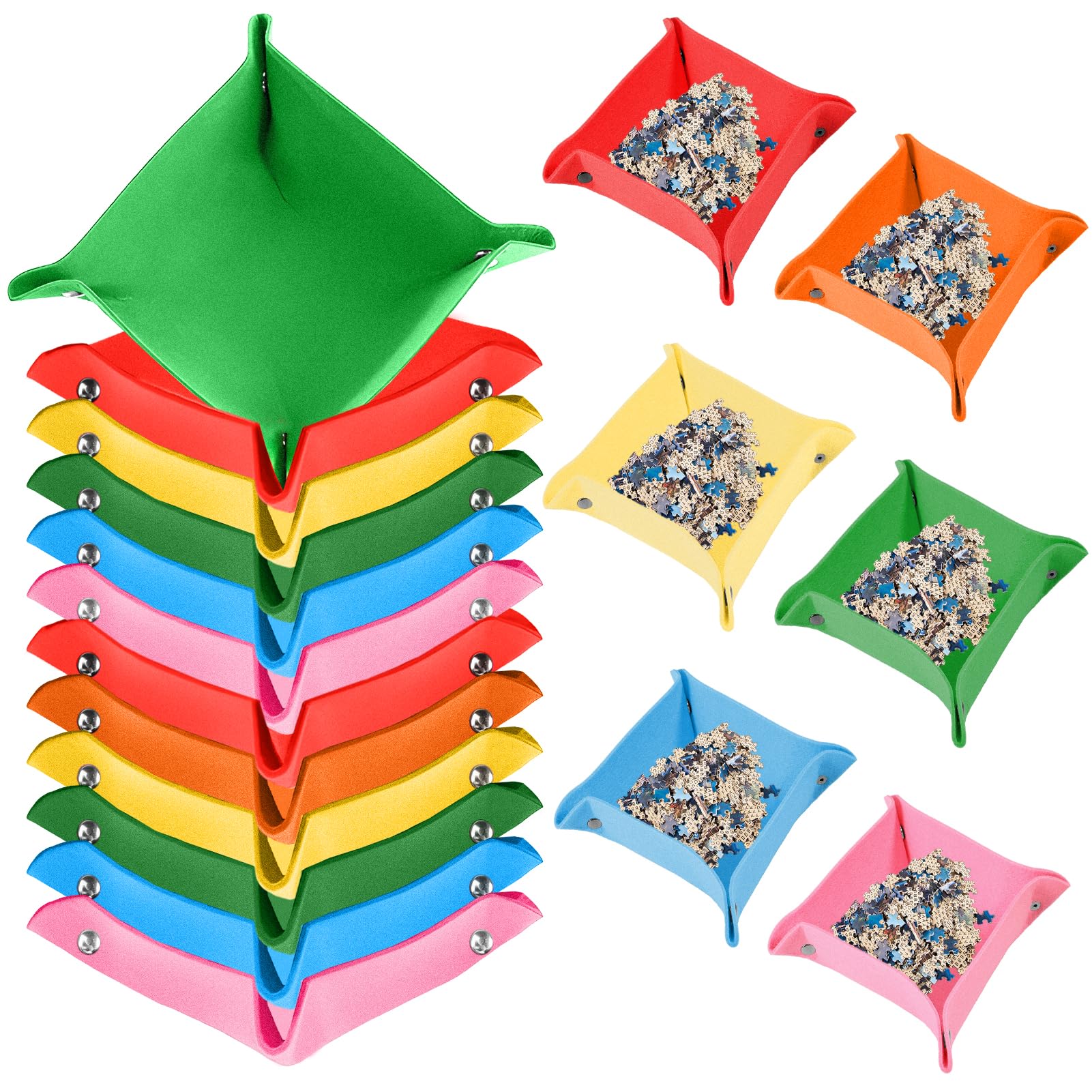 12 Piece Puzzle Mat Set, Sorting Accessories, Puzzle Accessories for up to 1500, 2000, 2500, Portable Sorting Tray