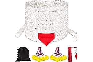 40ft Tug of War Rope with Flag - Outdoor Games for Kids Adults White