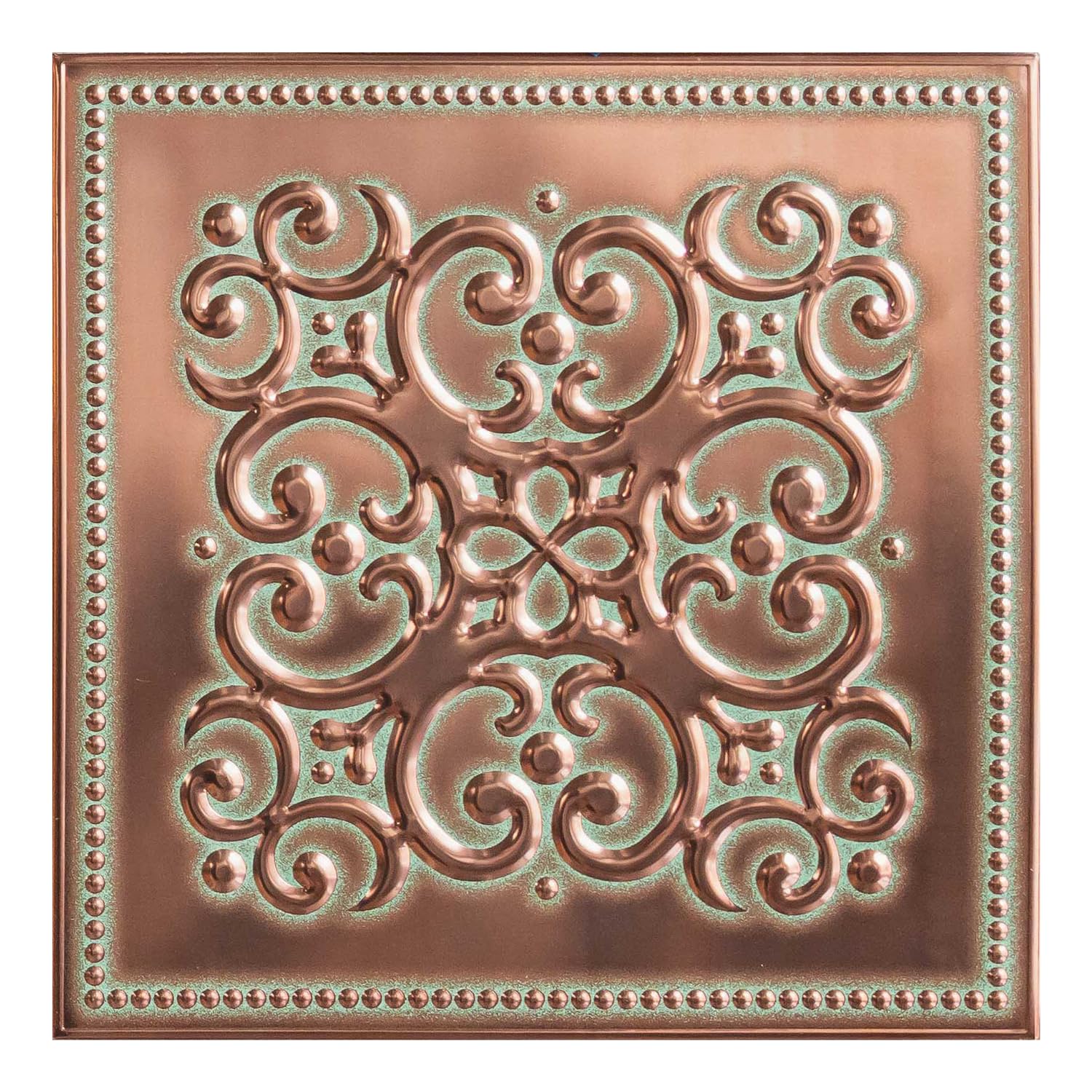 Peel and Stick Metal Backsplash Tiles, Patina Copper, 10-Pack