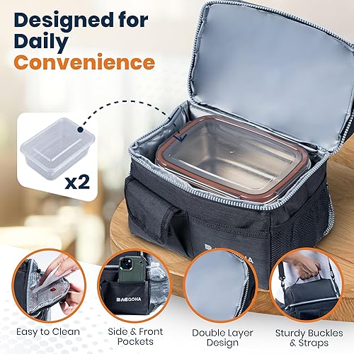 Miniatura 5 de Lonchera térmica para hombres y mujeres, a prueba de fugas, suave, con compartimentos, capacidad de 8.5 litros, duradera e impermeable para el