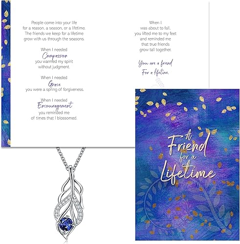 Miniatura 8 de Smiling Wisdom - Tarjeta de felicitación de amistad para mujer y collar de hoja azul - True Friends Grow Together - A Reason Season Lifetime Friend