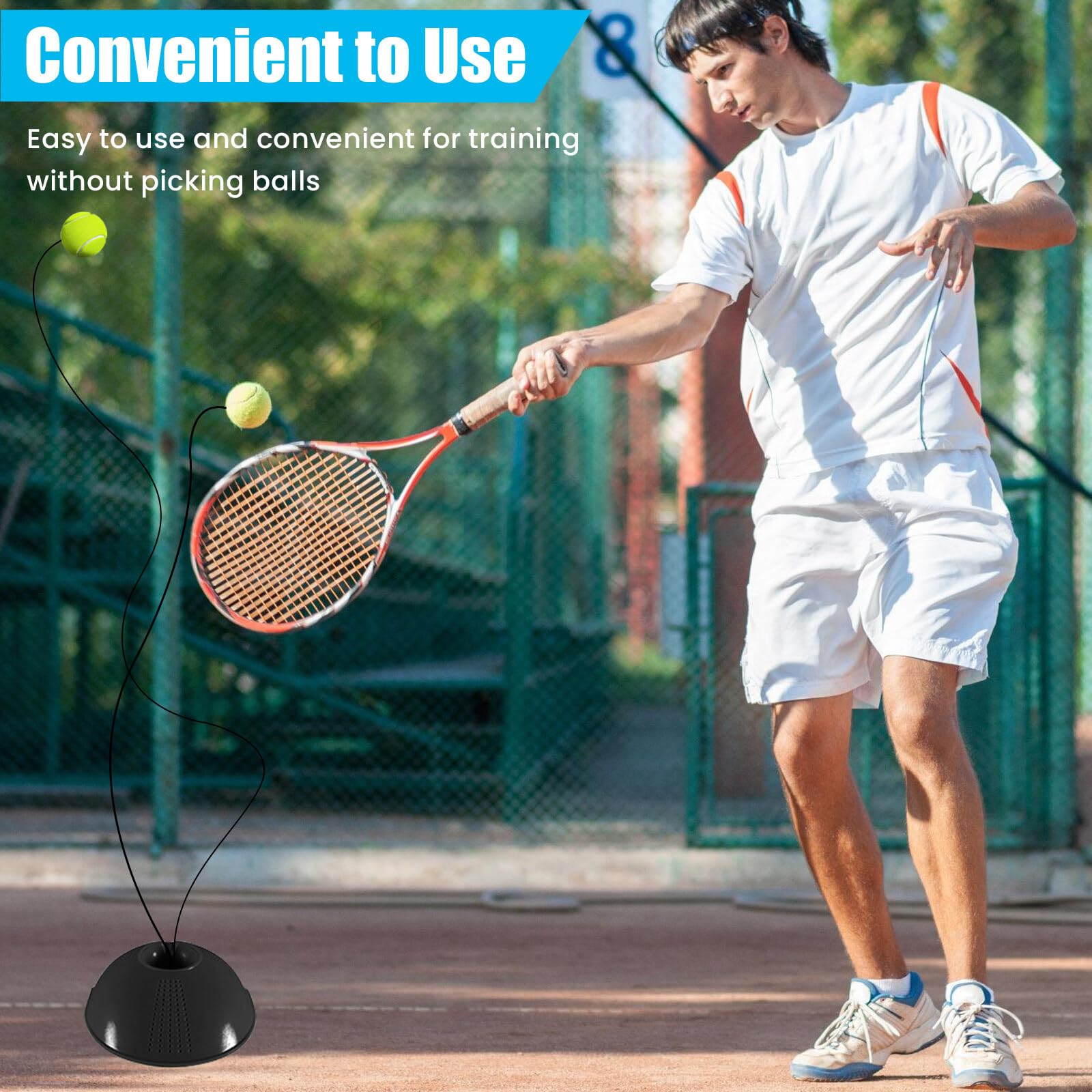 Entraîneur De Tennis Solo - Avec 3 Balles élastiques - Pour Débutants Et Enfants - Pratique Partout
