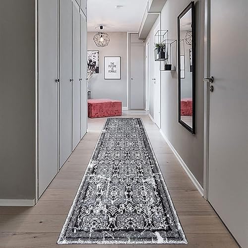 Vaukki - Alfombra de pasillo, suave y peluda, alfombra antideslizante lavable, para lavandería, cocina, granja, baño, entrada y dormitorio (2 pies 6