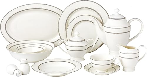 Miniatura 1 de Lorren Home Trends Juego de vajilla Arianna Collection de 57 piezas, color plateado