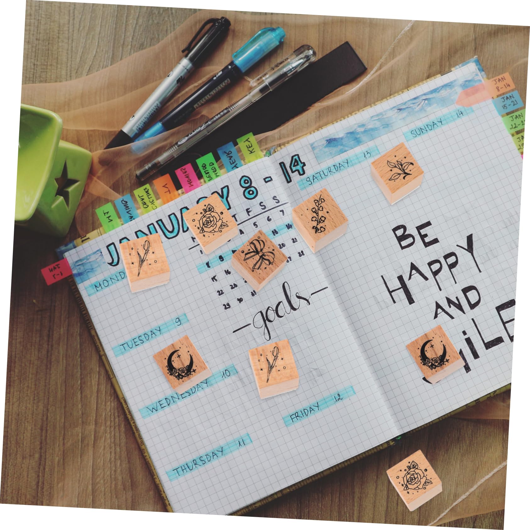 jojofuny 4 Set Timbri per Fiori Timbri Trasparenti Etichette Blocchi Decorativi per per per Scrapbooking per Lavoretti per Libri 16 Pezzi * 4