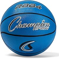 Champion Sports Rubber Basketball - Heavy Duty Pro-Style Indoor/Outdoor, Durable for PE & Play, Sizes 3-7 Multiple Colors