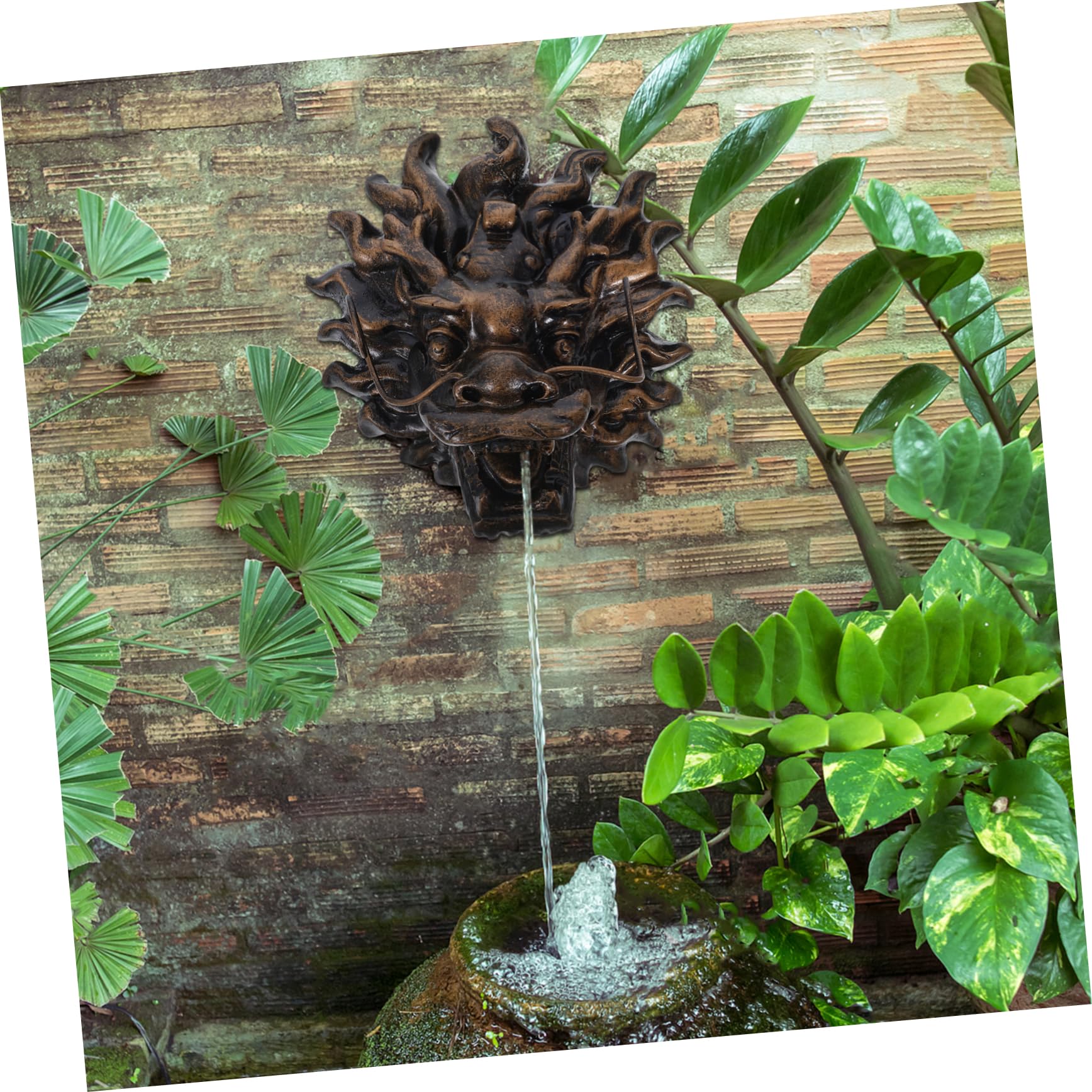 Abaodam Fontana da Parete Decorativa Testa di Drago in Resina per Giardino e Villa, Facile Installazione, Design Elegante e Resistente per Uso Esterno