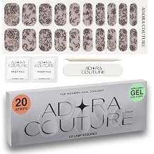 Adora Couture Semi Cured Gel Nail Strips with 20 Pieces - UV Gel Stickers, Manicure Kit, Easy Application Wraps Includes Prep Pads, Nail File, Wooden Stick - UV Light Required Midnight Lace
