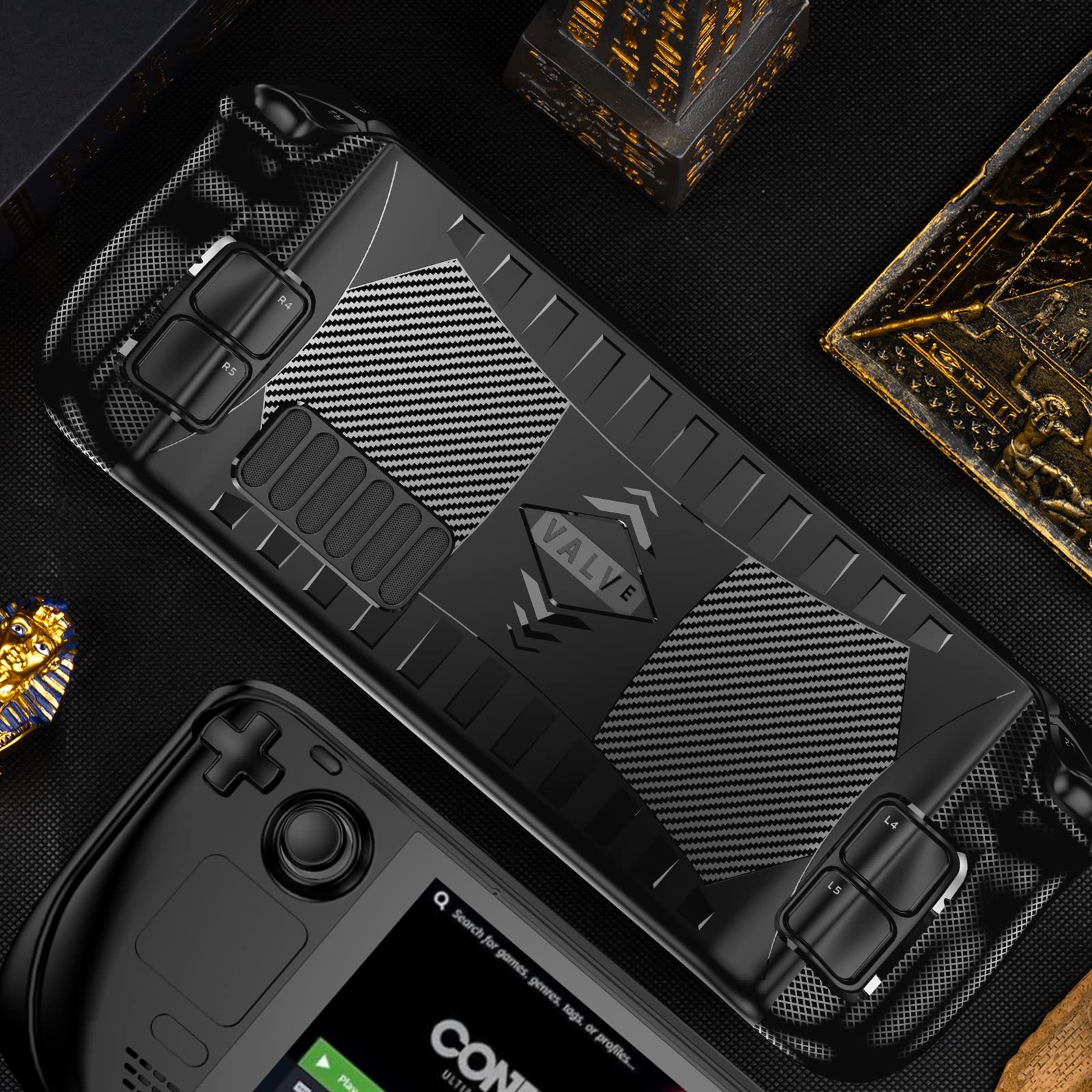 DLseego Funda Protectora para Valve Steam Deck, Carcasa de TPU Compatible con Consola de Steam Deck 2021 a Prueba de Golpes, Antideslizante, anticolisión, Negro
