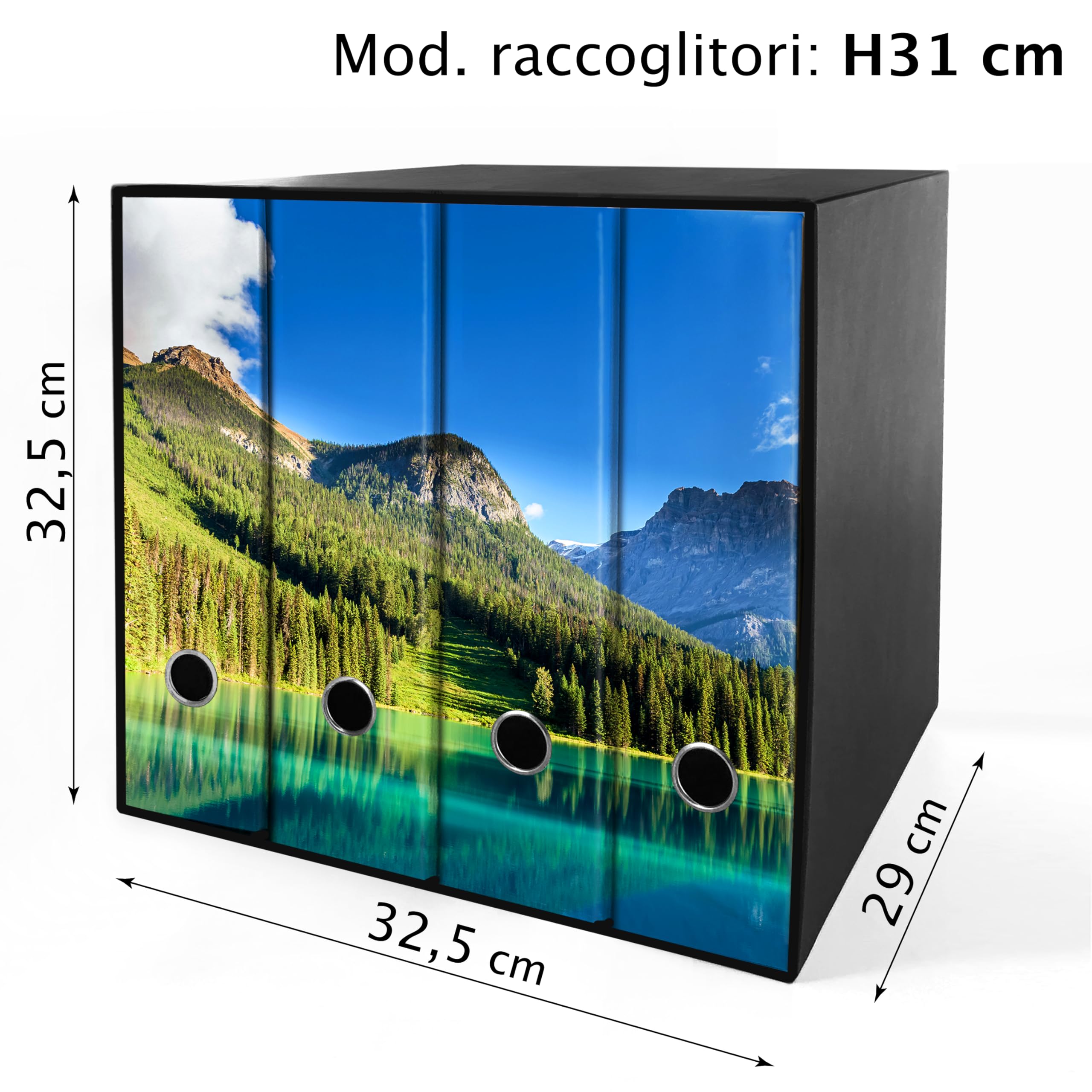 Shareprinting Set da 4 raccoglitori ad anelli - LAGO DI MONTAGNA (H31 cm con 2 anelli)