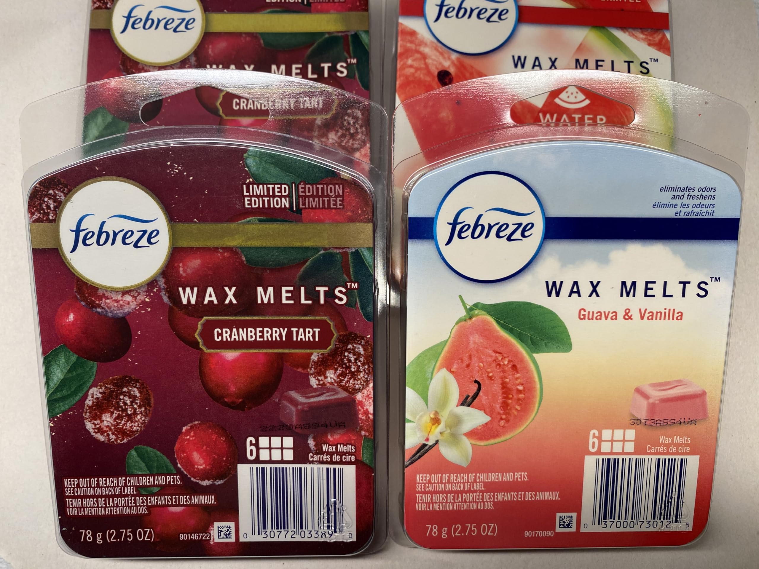 Febreze Wax Melts, Air Freshener and Odor Fighter, Variety Pack, 4 Packs, 6 Cubes Each