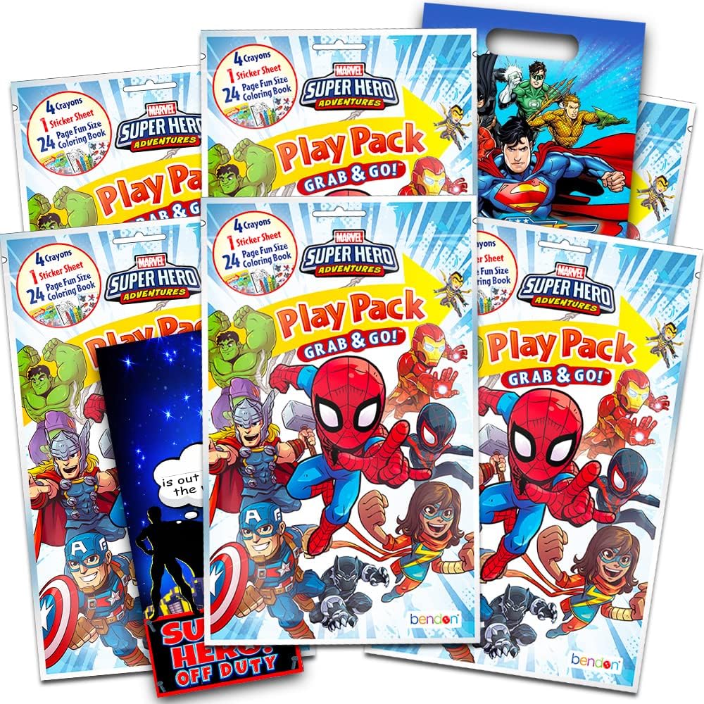 Marvel Super Hero Adventures Party Favors Pack ~ Bundle of 6 Superhero Adventures Play Packs with Bonus Stickers (Super Hero Adventures Party Supplies)