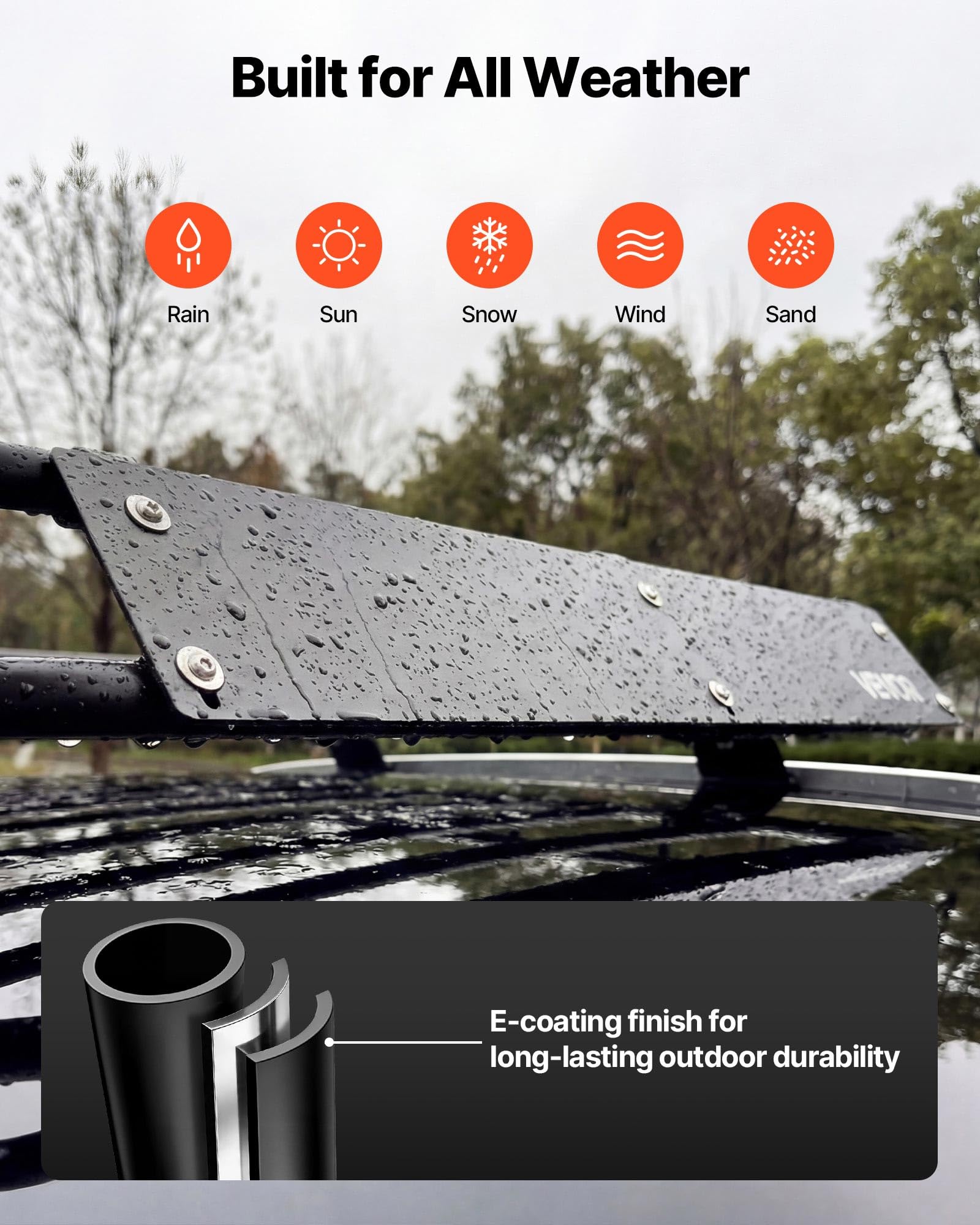 VEVOR Barra Portapacchi da Tetto da Auto, Portapacchi da Tetto per Auto 1626 x 990 x 102 mm Telaio Pieghevole a Forma di X, Carico max 90,72 kg Universale per SUV Furgoni, Campeggio, Viaggio, Pesca