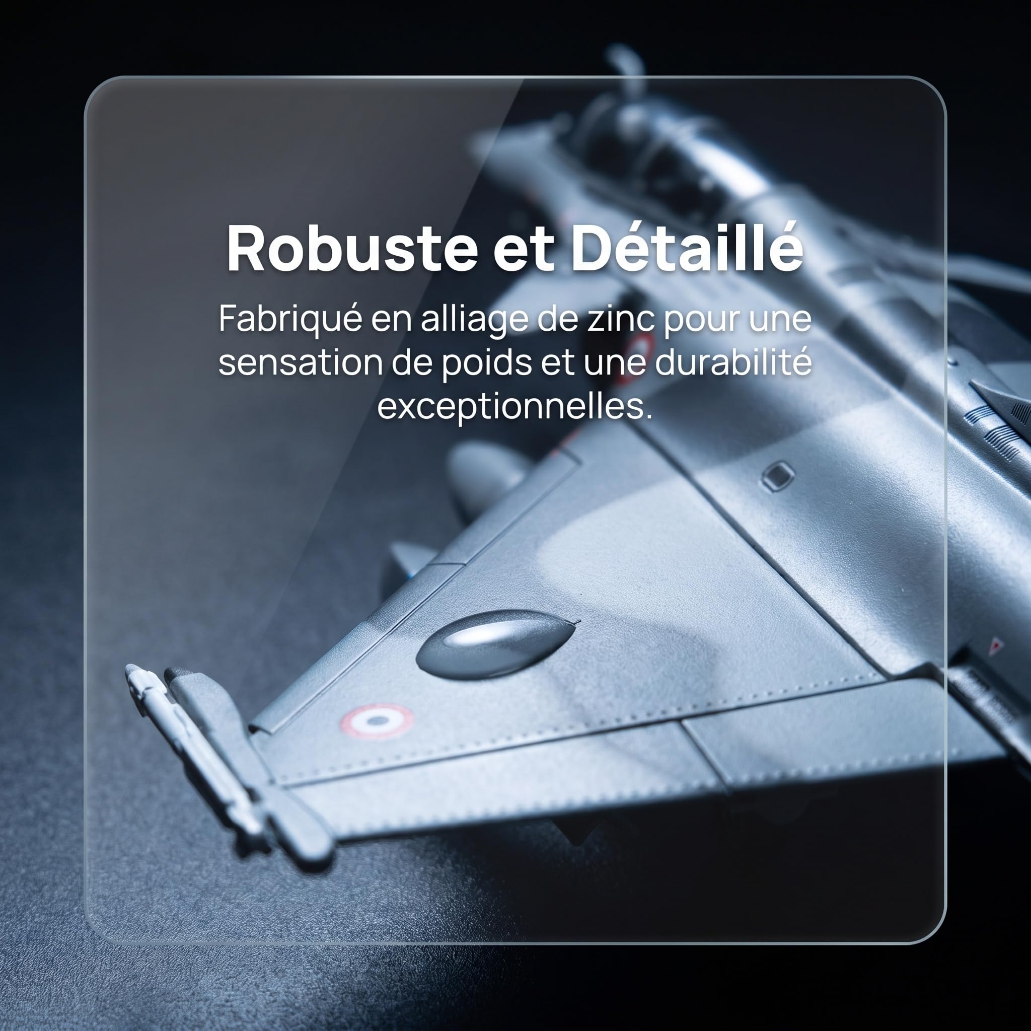 Modèle Réduit Avion Rafale 1/72 – Alliage Zinc Et Plastique – Figurine D’Exposition Sur Socle – Décoration De Bureau – Gris