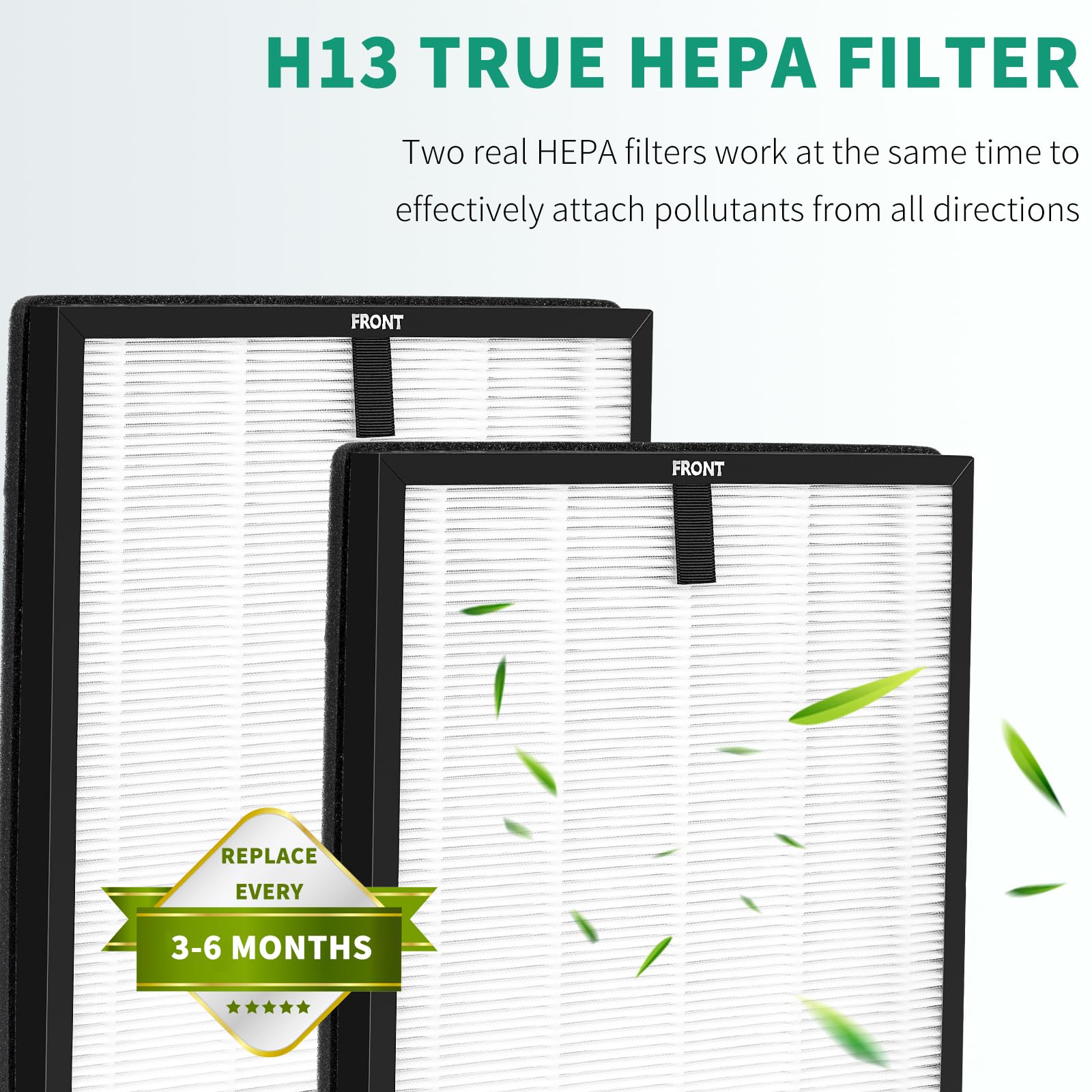2 paquetes de filtros de repuesto para purificador de aire, compatible con purificador de aire Morento/Westhey HY4866, filtro de carbón activo 3 en 1 H13 True HEPA (2)