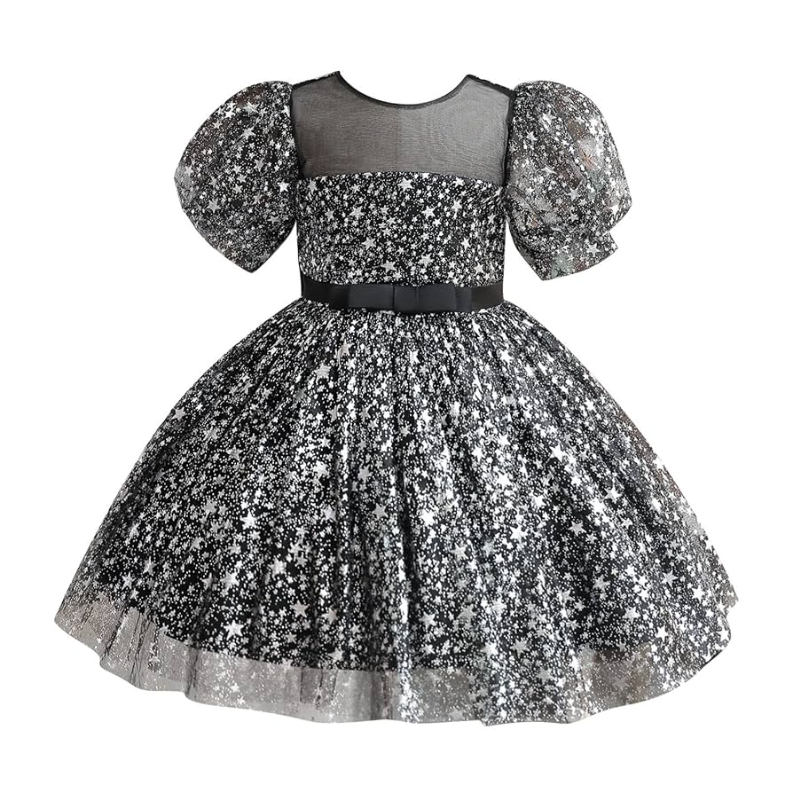 トップス Treat Girl's tulle frill jersey black Amazon.com: PURFEEL Girls Black Dress Kids Goth Dress up
