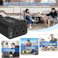Vista 7 de Inversor de corriente para automóvil de 300 W con PD 65W, DC 12V a 110V AC Adaptador de enchufe para automóvil con puertos de carga USB QC 3.0 de 18