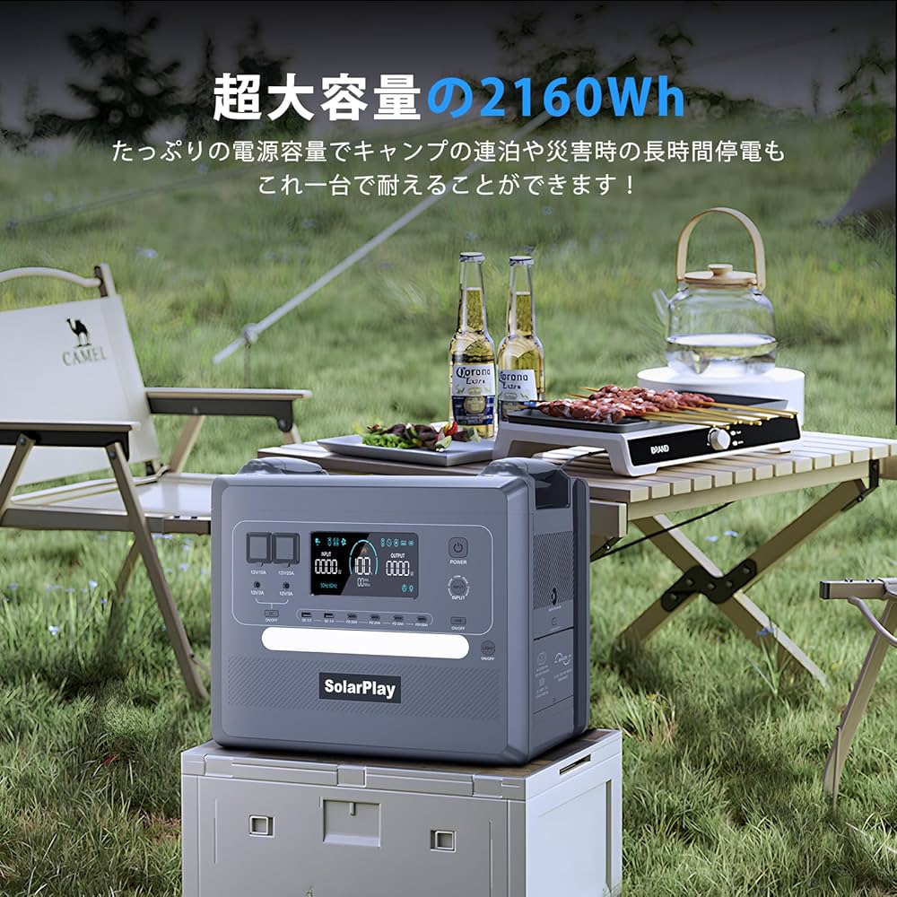 Amazon.co.jp: SolarPlay 2400W ポータブル電源 大容量 2160Wh