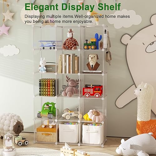 Miniatura 5 de C&AHOME Organizador de almacenamiento de cubos, estantes de 16 cubos, cubos de almacenamiento de plástico, organizador de armario de bricolaje,