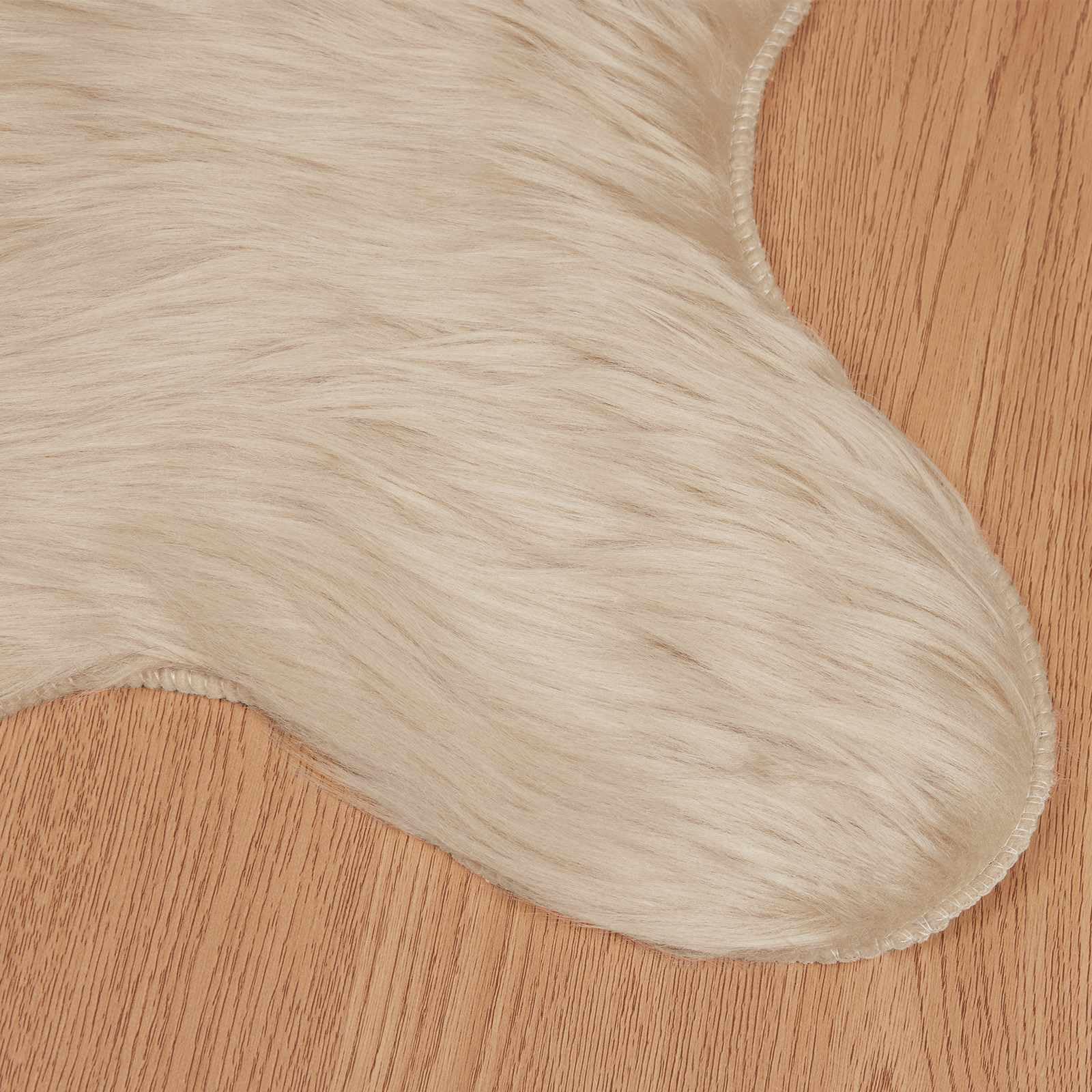 TAFALLA Tapis en peau de mouton synthétique en polyester - Beige - 60 x 90 cm - Poils longs moelleux et doux - Pour salon, chambre à coucher, couloir - Protection de sol