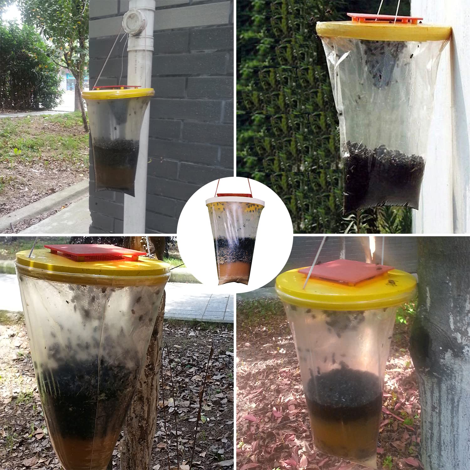 3 Pezzi Trappola per Antimosche da Interno Esterno, Trappole per Cattura Mosche con per Alimenti, Trappola per Zanzare per Cucin, Giardino, Casa