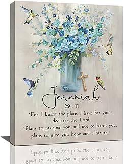 Scripture Jeremiah Wall Art Christian Bible Verses Canvas Prints Painting Religious Bathroom Pictures Framed Gifts Inspirational Farmhouse Artwork Home Decor for Church Bedroom Dining Living Room 12"x16"