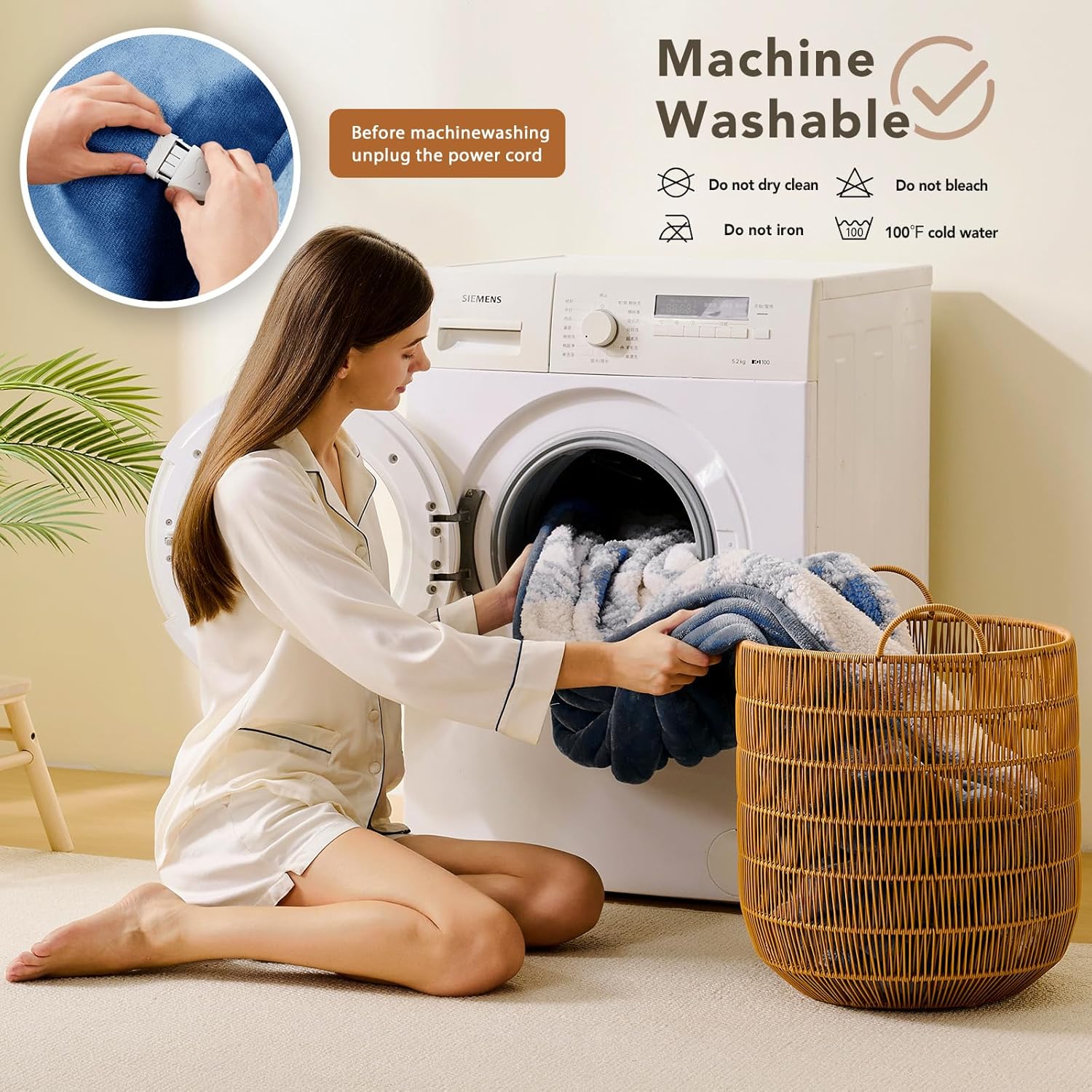 Heated Electric Blanket King Size - 100"x90" Flannel Heating Blanket with 10 Heating Levels & 5 Time Settings Over-Heat Protection, Winter Warmer for Adults with ETL Certification（Light Blue） - Image 8