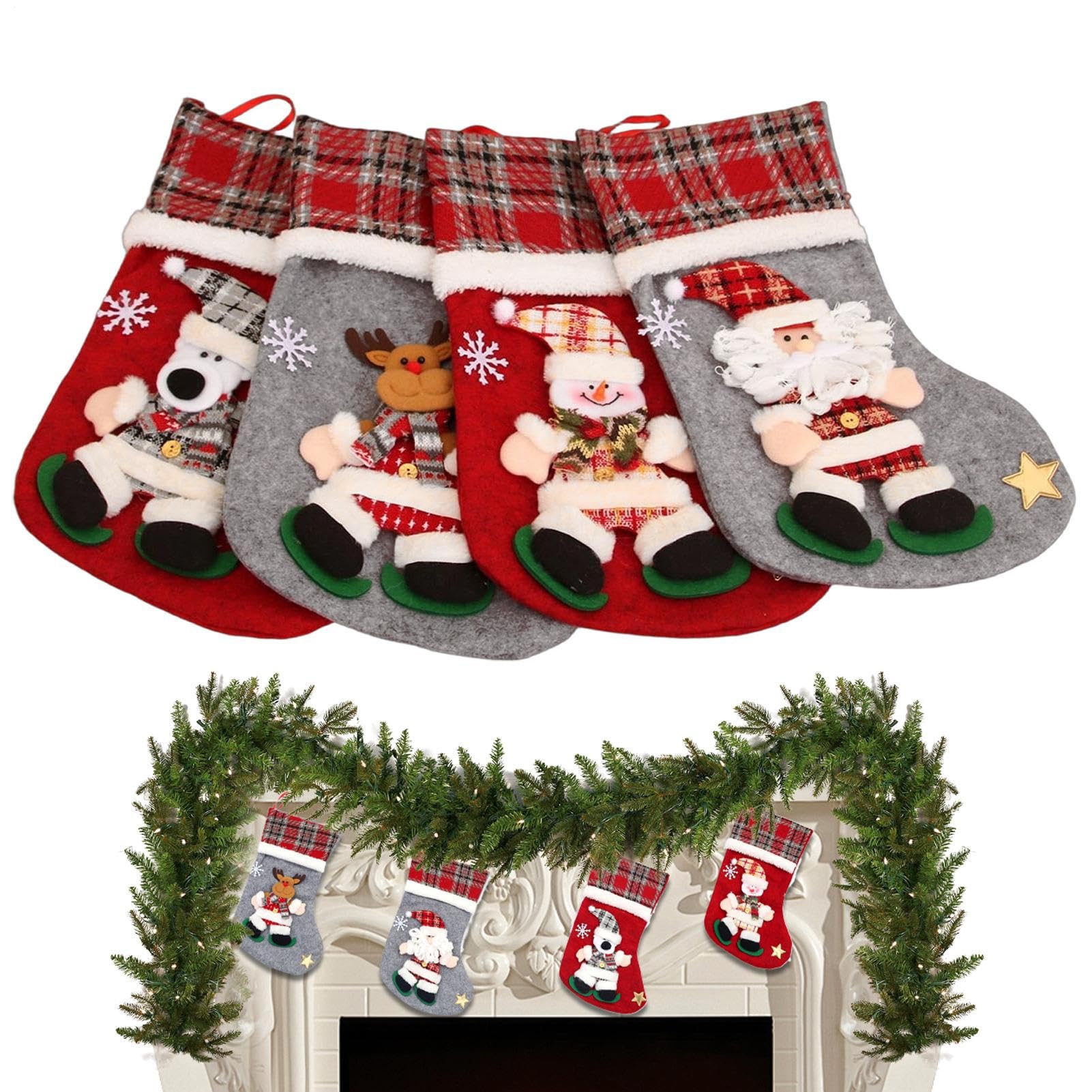 Chaussettes de Noël rouges bonhomme de neige 3D décoration intérieur de fête