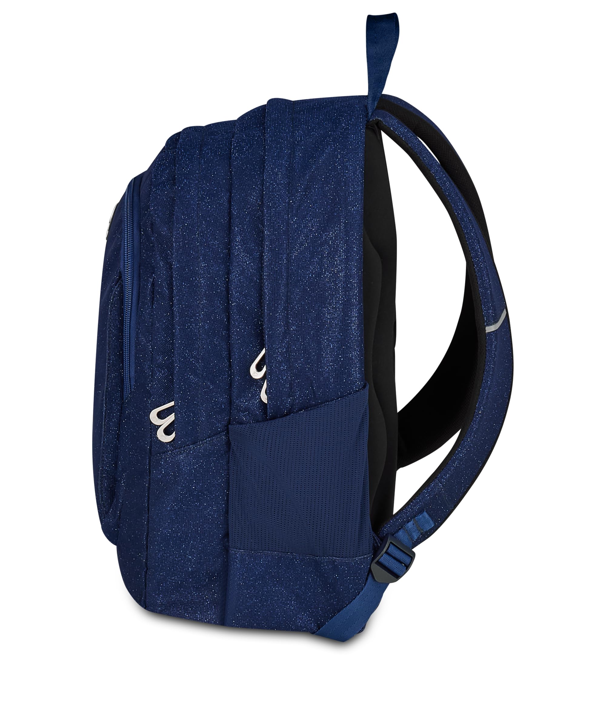 Seven Zaino Scuola SHINY TECH, Doppio Scomparto, Blu, Glitter, 30 L, Tasca frontale, Tasca portaborraccia, Scomparto porta pc, Scuola elementare, media e superiore, Bambina, Ragazza
