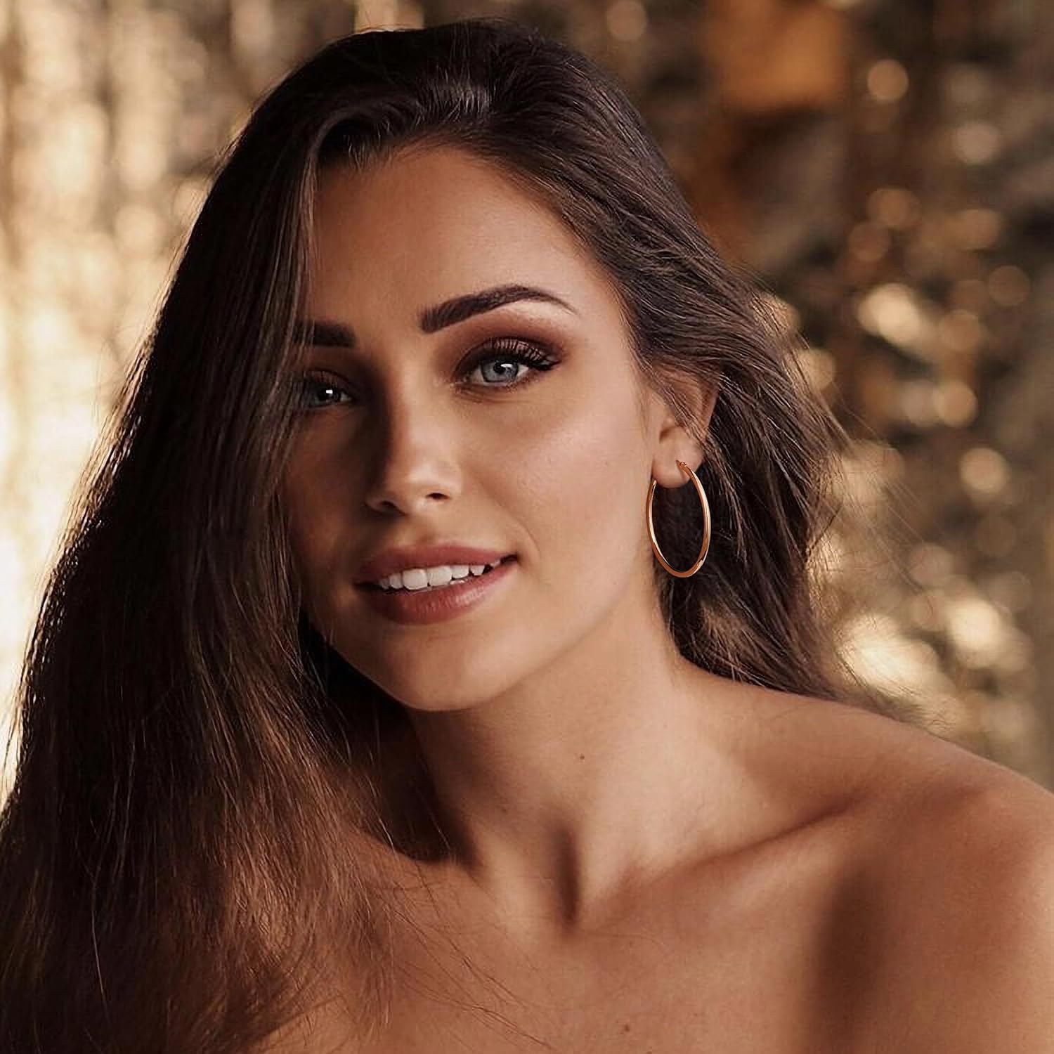 Gacimy Gold Hoop Earrings for Women 14K Real Gold Plated Hoops with 925 Sterling Silver Post - Image 3