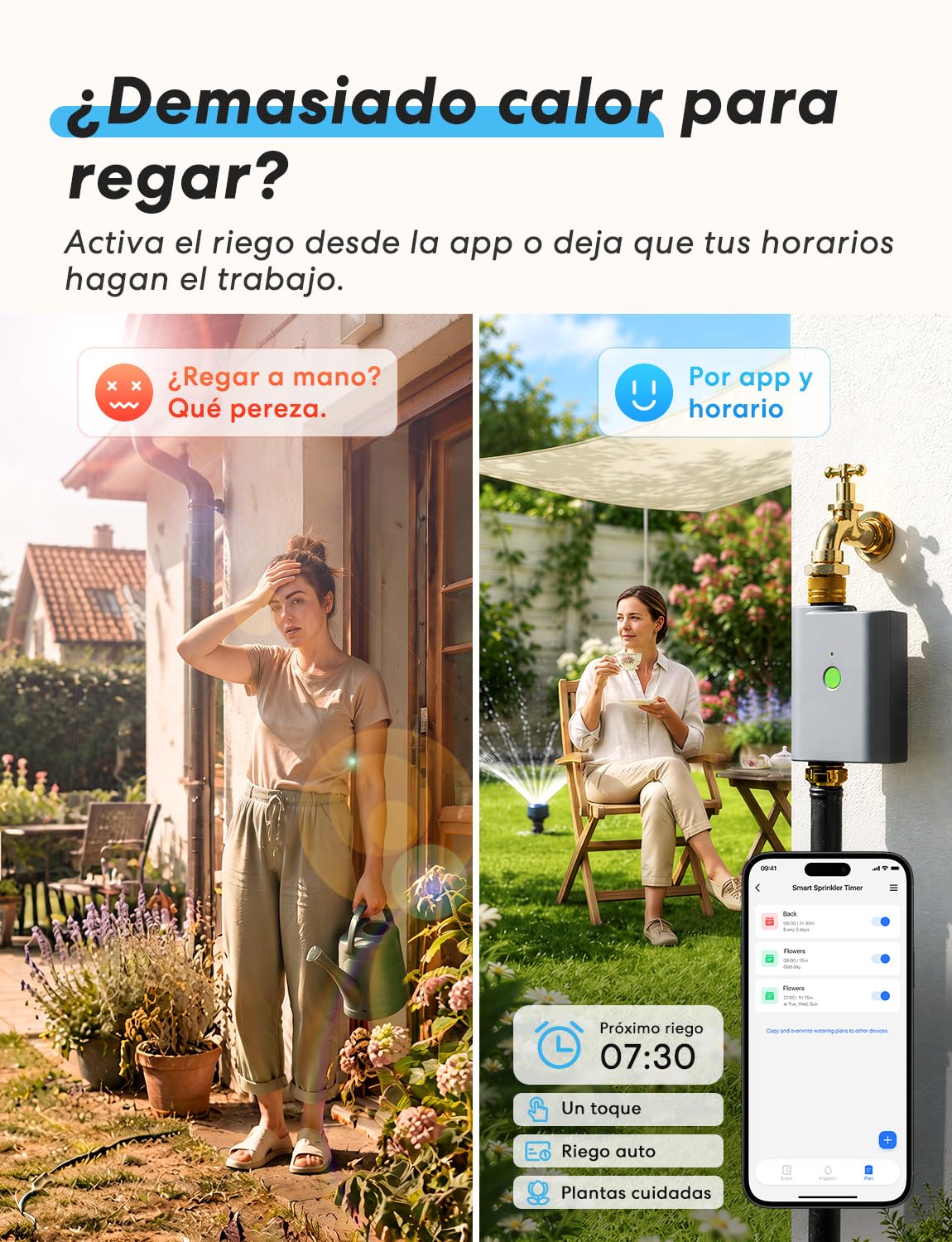 meross Programador Riego WiFi con Smart Hub, Temporizador de Riego Automático para Jardín, App y Control por Voz, Pausa por Lluvia, Consumo de Agua, Latón, IP65, Alexa, Google y Apple HomeKit, Gris