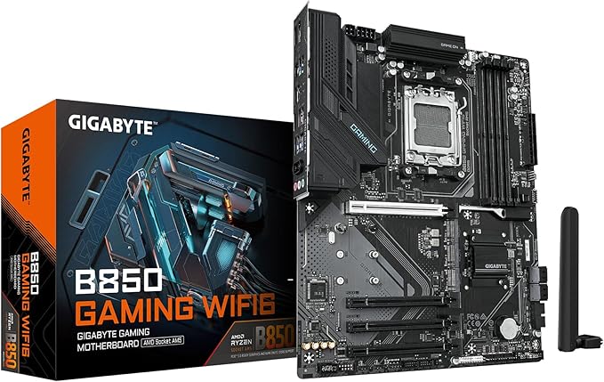 GIGABYTE B850 Gaming WIFI6 AMD AM5 LGA 1718 Motherboard, ATX, DDR5, 3X M.2, PCIe 5.0, USB-C, WIFI6E, 1GbE LAN, EZ-Latch, 5-Year Warranty